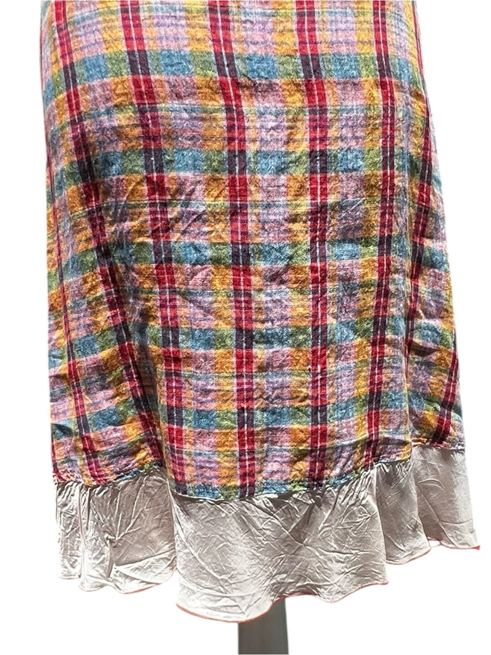 🌻Vintage Neesh by D.A.R. Madras Plaid Midi Dress A Line VNeck Sleeveless Size S - Picture 7 of 10